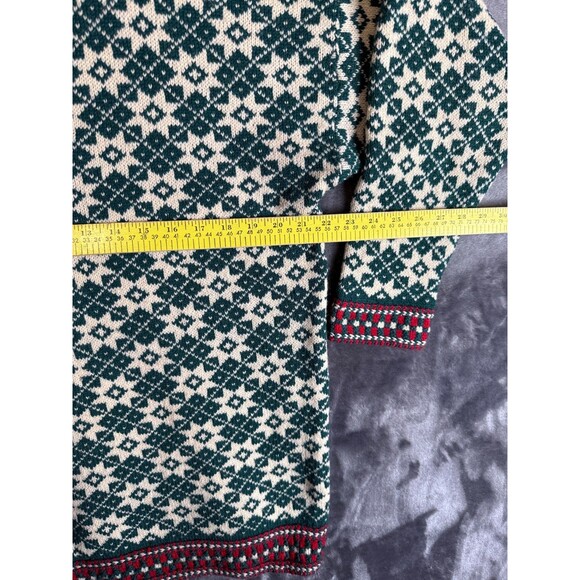 Vintage Nortic Ridge Long Sleeve Pullover Green Geometric All Over Print Knit - Picture 5 of 7